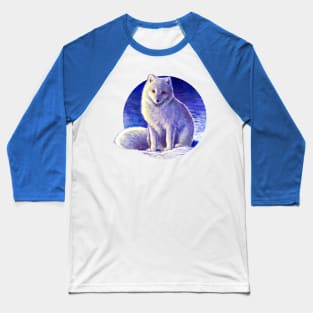 Peaceful Winter Arctic Fox Baseball T-Shirt